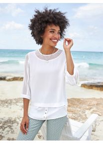 Heine Damen Crepebluse, weiß, Gr. 38, unifarben, 100% Polyester, Besatz:100% Polyester, Blusen