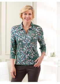 CLASSIC Damen Poloshirt "Poloshirt", grün, Gr. 38, gemustert, mehrfarbig, geblümt, 95% Viskose, 5% Elasthan, Shirts