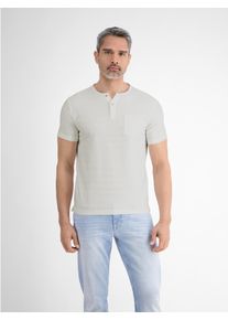 Lerros Herren Henleyshirt "Lerros Serafino-Shirt, sommerlich-tonal gestreift", weiß, Gr. L, 100% Baumwolle, Shirts