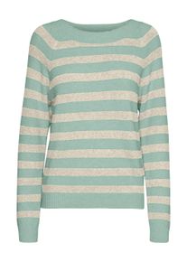 Véro Moda VERO MODA Damen Rundhalspullover "VMDOFFY LS O-NECK BLOUSE GA NOOS", grün, modisch, Gr. L, gestreift, Strick, Feinstrick, Obermaterial: 94%
