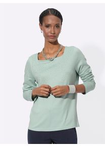 CRÉATION L CREATION L Damen Langarmshirt "Langarm-Shirt", grün, Gr. 38, unifarben, 70% Viskose, 27% Polyester, 3% Elasthan, Shirts
