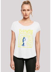F4NT4STIC Damen T-Shirt "Long Cut T-Shirt David Bowie 90s Frame", weiß, casual, Gr. S, Obermaterial: 100% Baumwolle, Shirts, Damen,Premium