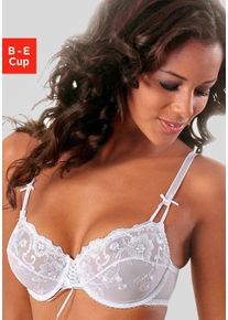 Lascana Damen Bügel-BH "Wanda", Gr. 85, weiß, Spitze, Obermaterial: 82% Polyamid, 12% Polyester, 6% Elasthan, sexy, BHs, mit Zierschnürung und