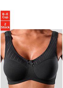 Nuance Damen Soft-BH, Gr. 95, schwarz-weiß, Jersey, Obermaterial: 85% Baumwolle, 10% Polyamid, 5% Elasthan, klassisch, BHs, ohne Bügel, mit schickem