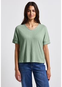 Street One Damen T-Shirt, grün, casual, Gr. 44, unifarben, Stoff, Vorderseite: 99% Polyester, 1% Elasthan; Rückseite: 96% Viskose, 4% Elasthan ,