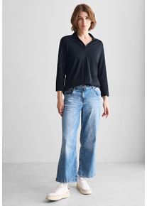 Cecil Damen Poloshirt, blau, casual, Gr. M, unifarben, Web, Stoff, 48% Baumwolle, 48% Modal, 4% Elasthan, Shirts, mit 3/4 Ärmeln
