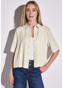 Street One Damen Hemdblusemoonstone sand, casual, Gr. 46, unifarben, Stoff, 100% Lyocell, Blusen, mit Knopfleiste