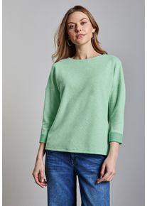 Street One Damen 3/4-Arm-Shirttendril grün meliert, casual, Gr. 44, unifarben, Stoff, 59% Viskose, 37% Polyester, 4% Elasthan, Shirts, mit 3/4 Ärmeln