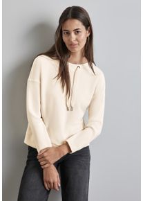 Street One Damen Langarmshirt, weiß, casual, Gr. 46, unifarben, Stoff, 46% Polyester, 46% Modal, 8% Elasthan, Shirts, mit U-Boot-Ausschnitt
