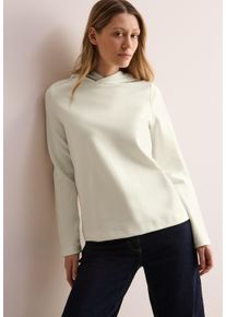 Cecil Damen Hoodie, weiß, casual, Gr. M, unifarben, Twill, Obermaterial: 80% Baumwolle, 17% Polyester, 3% Elasthan, Sweatshirts, mit Schriftzug