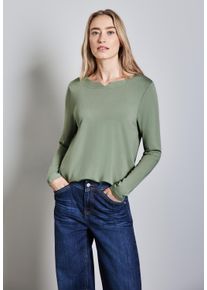 Street One Damen Langarmshirt, grün, casual, Gr. 40, unifarben, Stoff, 76% Viskose, 20% Modal, 4% Elasthan, Shirts, mit Elastiksaum