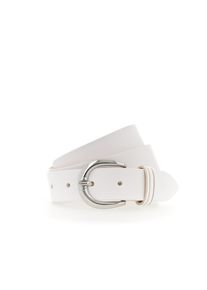 Tamaris Damen Ledergürtel, weiß, Basic,casual,klassisch,modisch, Gr. 115, unifarben, Rindsleder, Gürtel, mit glänzender silberfarbener Schließe
