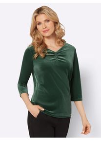 Classic Basics Damen 3/4-Arm-Shirt "Samtshirt", grün, Gr. 46, unifarben, 95% Polyester, 5% Elasthan, Shirts