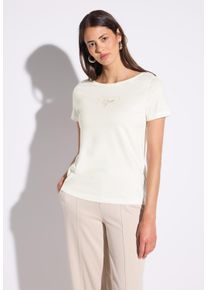 Street One Damen T-Shirt, weiß, casual, Gr. 40, bedruckt, Web, Stoff, 50% Baumwolle, 50% Modal, Shirts, schimmernd