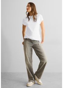 Cecil Damen T-Shirt, weiß, Basic, Gr. L, unifarben, Web, Stoff, 50% Baumwolle, 50% Modal, Shirts, mit Tunnelzug am Saum