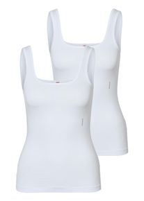 HUGO UNDERWEAR Damen Tanktop "TWIN VEST", Gr. XL, weiß, Jersey, Obermaterial: 95% Baumwolle, 5% Elasthan, casual, Tops, mit vertikalem Logoprint