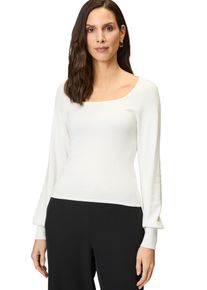 Zero Damen Strickpullover "Zero Strickpullover mit eckigem Ausschnitt", weiß, Basic, Gr. 34, unifarben, Strick, Obermaterial: 80% Viskose, 20%