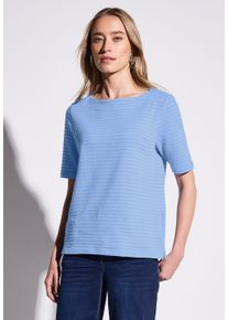 Street One Damen T-Shirtserenity blau, casual, Gr. 38, unifarben, Web, 85% Baumwolle, 12% Polyester, 3% Elasthan, Shirts, im soften Baumwoll-Mix