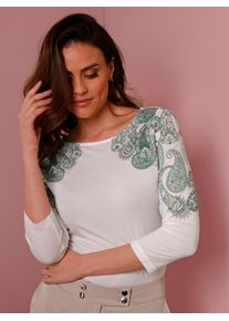 Damen 3/4-Arm-Shirt "Lyocell-Shirt", grün, Gr. 40, CREATION L PREMIUM, gemustert, mehrfarbig, Paisley, bedruckt, 96% Lyocell, 4% Elasthan, Shirts