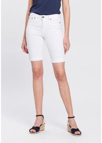 Arizona Damen Jeansbermudas, weiß, Basic, Gr. 34, clean, Denim/Jeans, Obermaterial: 98% Baumwolle, 2% Elasthan, Jeans, schmale Passform, krempelbarer