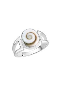 Vivance Damen Fingerring "925/- Sterling Silber rhodiniert weiße Muschel", 064 (20,4), Silber 925 (Sterlingsilber), weiß, Silber 925