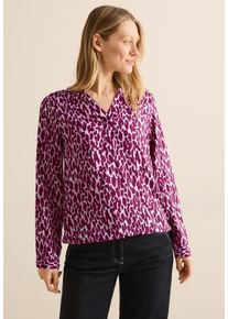 Cecil Damen Langarmblusemagenta lacquer, casual, Gr. XXL, bedruckt, Stoff, 100% Viskose, Blusen, mit Elastiksaum