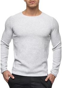 INDICODE Herren Rundhalspullover "Kristian", weiß, modisch, Gr. XXL, unifarben, Strick, Obermaterial: 100% Baumwolle, Pullover