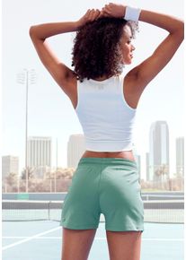 active by Lascana LASCANA ACTIVE Damen Shorts, grün, sportlich, Gr. XS, unifarben, Interlock, Obermaterial: 100% Baumwolle, Hosen, mit kleinen Seitenschlitzen