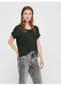 Only Damen T-Shirt "ONLMOSTER S/S O-NECK TOP NOOS JRS", grün, casual, Gr. S, unifarben, Jersey, Obermaterial: 75% Viskose, 20% Polyester, 5%