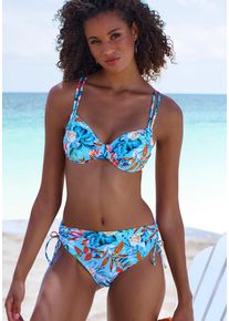 Venice Beach Damen Bügel-Bikini-Top "Caru", blau, Gr. 36, Recycling-Polyamid, Bikini-Oberteile, mit modernem Allover-Print