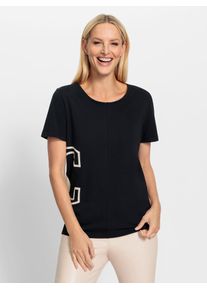 Heine Damen T-Shirt "Shirt", schwarz, Gr. 44, gemustert, bedruckt, 95% Baumwolle, 5% Elasthan, Shirts