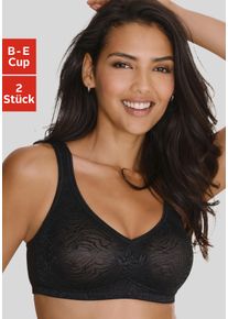 Petite Fleur Damen Soft-BH, Gr. 75, schwarz-weiß, Spitze, Jersey, Obermaterial: 52% Polyamid, 40% Baumwolle, 8% Elasthan, modisch, BHs, ohne Bügel