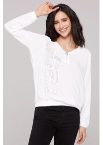 SOCCX Damen Langarmbluse, weiß, casual, Gr. XXXL, bedruckt, Material: 100% Viskose, Blusen, mit elastischem Saum