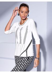 CRÉATION L CREATION L Damen 3/4-Arm-Shirt "Shirt", schwarz-weiß, Gr. 36, gemustert, unifarben, 95% Baumwolle, 5% Elasthan, Shirts