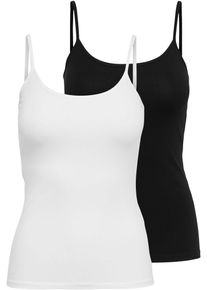 Only Damen Spaghettitop, schwarz-weiß, casual, Gr. S, unifarben, Jersey, Obermaterial: 95% Baumwolle, 5% Elasthan, Tops, mit Stretch