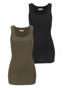 Flashlights Damen Tanktop, grün, Basic, Gr. 40, unifarben, Feinripp, Obermaterial: 100% Baumwolle, Tops, in Longform