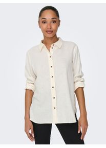 Jacqueline de Yong JDY Damen Hemdbluse "JDYSAY L/S LINEN LOOSE SHIRT WVN NOOS", weiß, modisch, Gr. XL, unifarben, Web, Obermaterial: 55% Leinen, 45% Viskose, Blusen