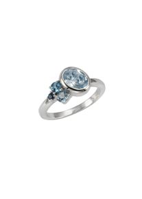 ZEEme Damen Fingerring "925/- Sterling Silber rhodiniert Blautopas", 052 (16,6), Silber 925 (Sterlingsilber), weiß, Silber 925 (Sterlingsilber),