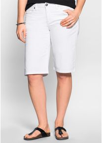sheego Damen Bermudas, weiß, Gr. 50, unifarben, 97% Baumwolle, 3% Elasthan, Hosen
