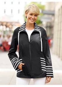 Classic Basics Damen Langjacke, schwarz-weiß, Gr. 38, gemustert, mehrfarbig, gestreift, 100% Polyester, Jacken