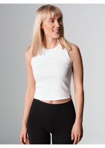 TRIGEMA Damen Crop-Top "TRIGEMA Cropped Top aus elastischem Doppelripp", weiß, Basic, Gr. M, 90% Baumwolle, 10% Elastan, Tops