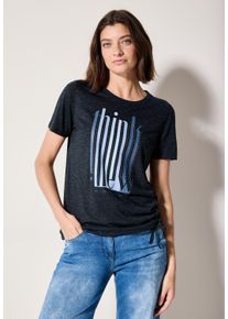Cecil Damen T-Shirt, blau, casual, Gr. XS, bedruckt, Stoff, 65% Polyester, 35% Viskose, Shirts, aus softem Materialmix