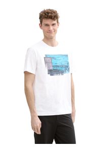 Tom Tailor Herren T-Shirt, weiß, casual, Gr. XXXL, bedruckt, Jersey, Obermaterial: 100% Baumwolle, Shirts, mit Front Print