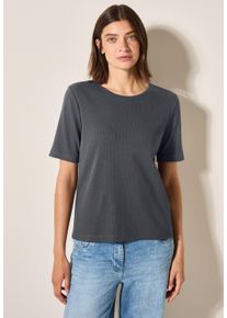 Cecil Damen T-Shirtvolcanic grau, Basic, Gr. M, unifarben, Web, 95% Baumwolle, 5% Elasthan; grey melange: 68% Baumwolle, 28% Polyester, 4% Elasthan,