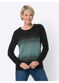 Classic Basics Damen Rundhalspullover "Rundhals-Pullover", grün, Gr. 42, bedruckt, gemustert, mehrfarbig, 100% Polyacryl, Pullover