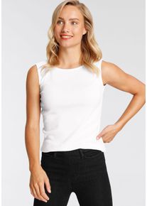 Flashlights Damen Tanktop, weiß, Basic, Gr. 40, unifarben, clean, Jersey, Obermaterial: 100% Baumwolle, Tops, mit U-Boot Ausschnitt
