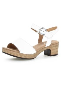 Gabor Damen Sandalette "KRETA", Gr. 42, weiß, Kalbsleder, klassisch, Schuhe, Blockabsatz, Sommerschuh, Sandale mit Zierschnalle, Weite G (weit)
