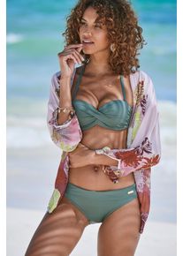Lascana Damen Bügel-Bandeau-Bikini-Top "Italy", grün, Gr. 34, unifarben, Microfaser, Polyamid, Microfaser, Bikini-Oberteile, mit seitlichen Stäbchen