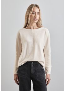 Street One Damen Langarmshirt, weiß, casual, Gr. 46, unifarben, Stoff, 98% Polyester, 2% Elasthan, Shirts, mit U-Boot-Ausschnitt