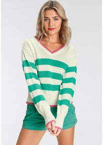 AJC Damen Streifenpullover, grün, casual, Gr. 44, gestreift, geringelt, Obermaterial: 50% Baumwolle, 50% Polyacryl, Pullover, mit trendigen